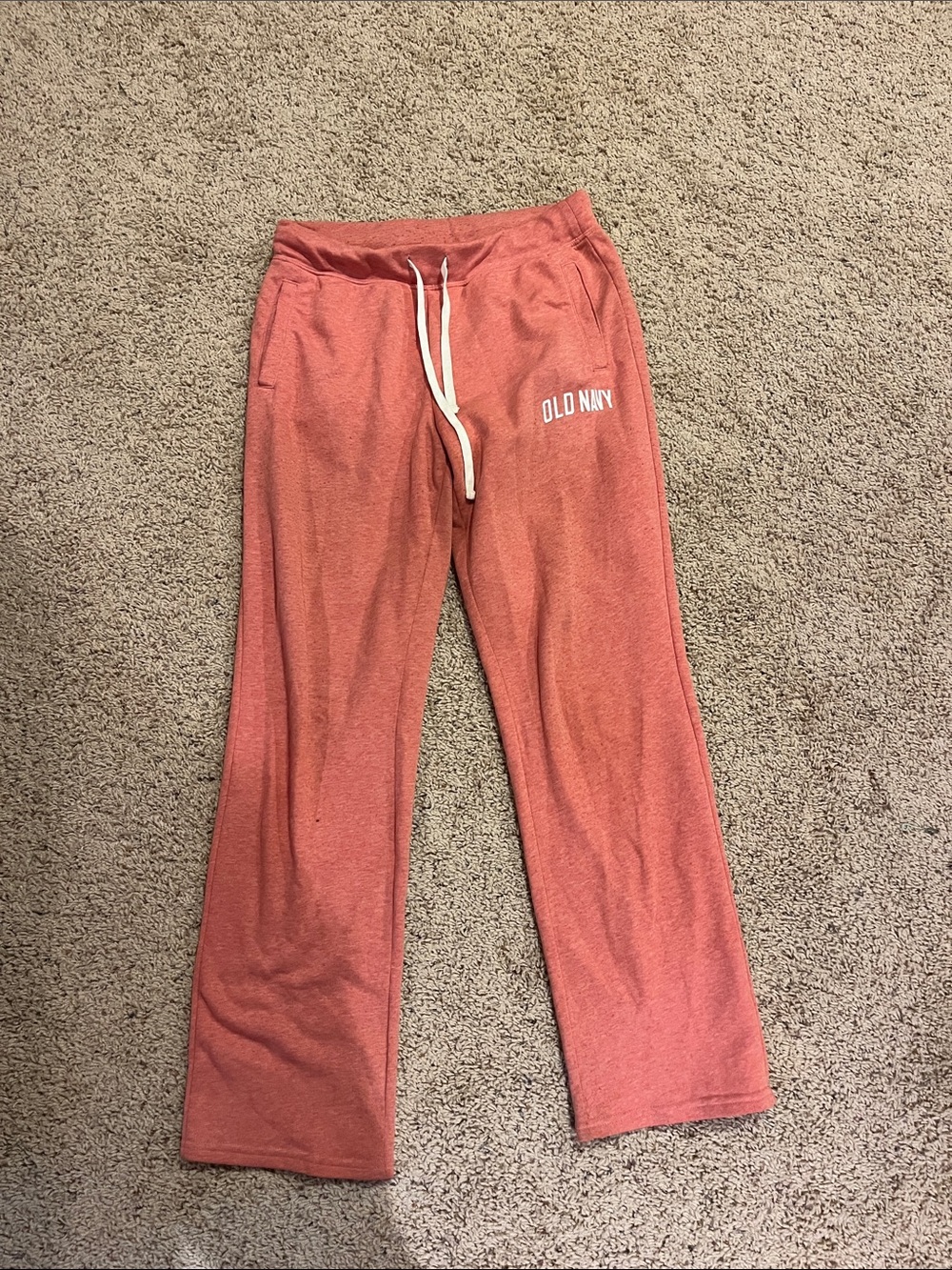 Old Navy Coral Straight-Leg Lounge Pants with White Drawstring